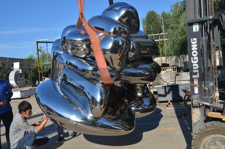 polishing-stainless-steel-art-sculpture-falling stone-metal sculpture (2)