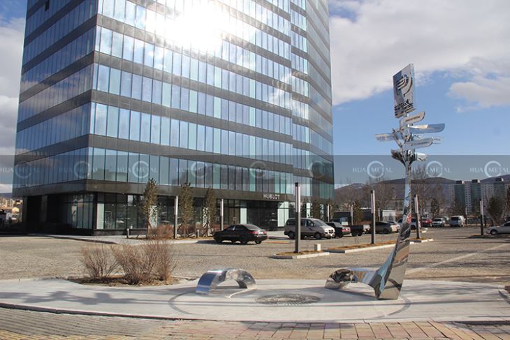 Completed stainless-steel urban-sculpture-Ulaanbaatar-Mongolia